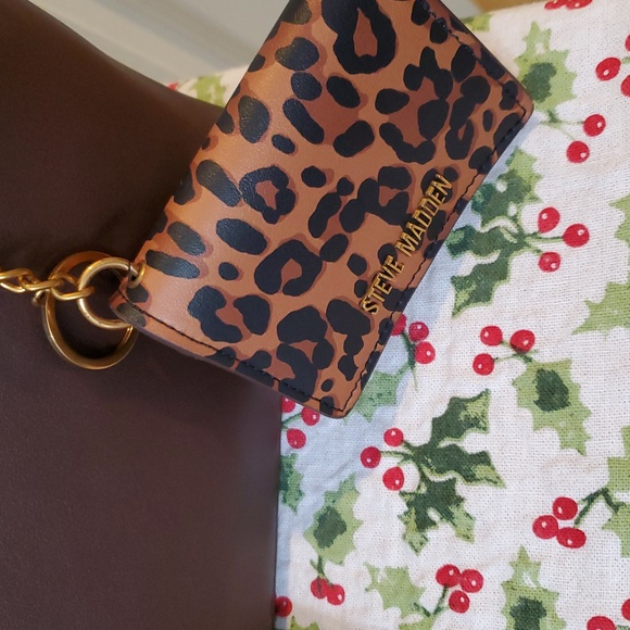 Steve Madden Chocolate Satchel with Leopard Accent - Picture 2 of 4